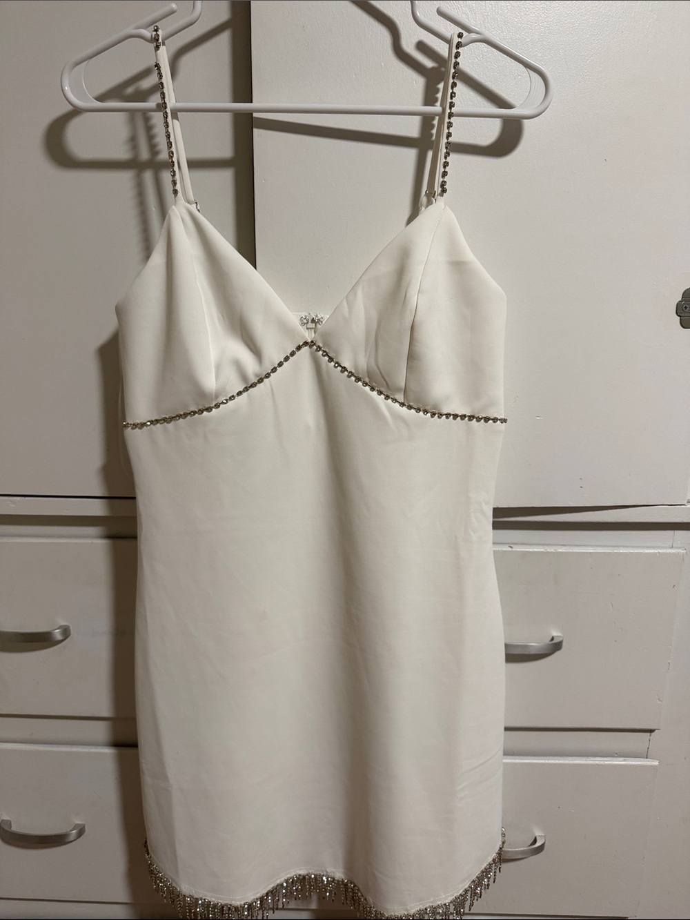 Lena Ivory Beaded Spaghetti Strap Dress